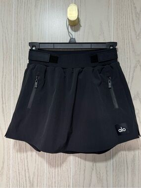 ALO Yoga Black Skort Elevation Mini Skirt Fleece lined Short XXS